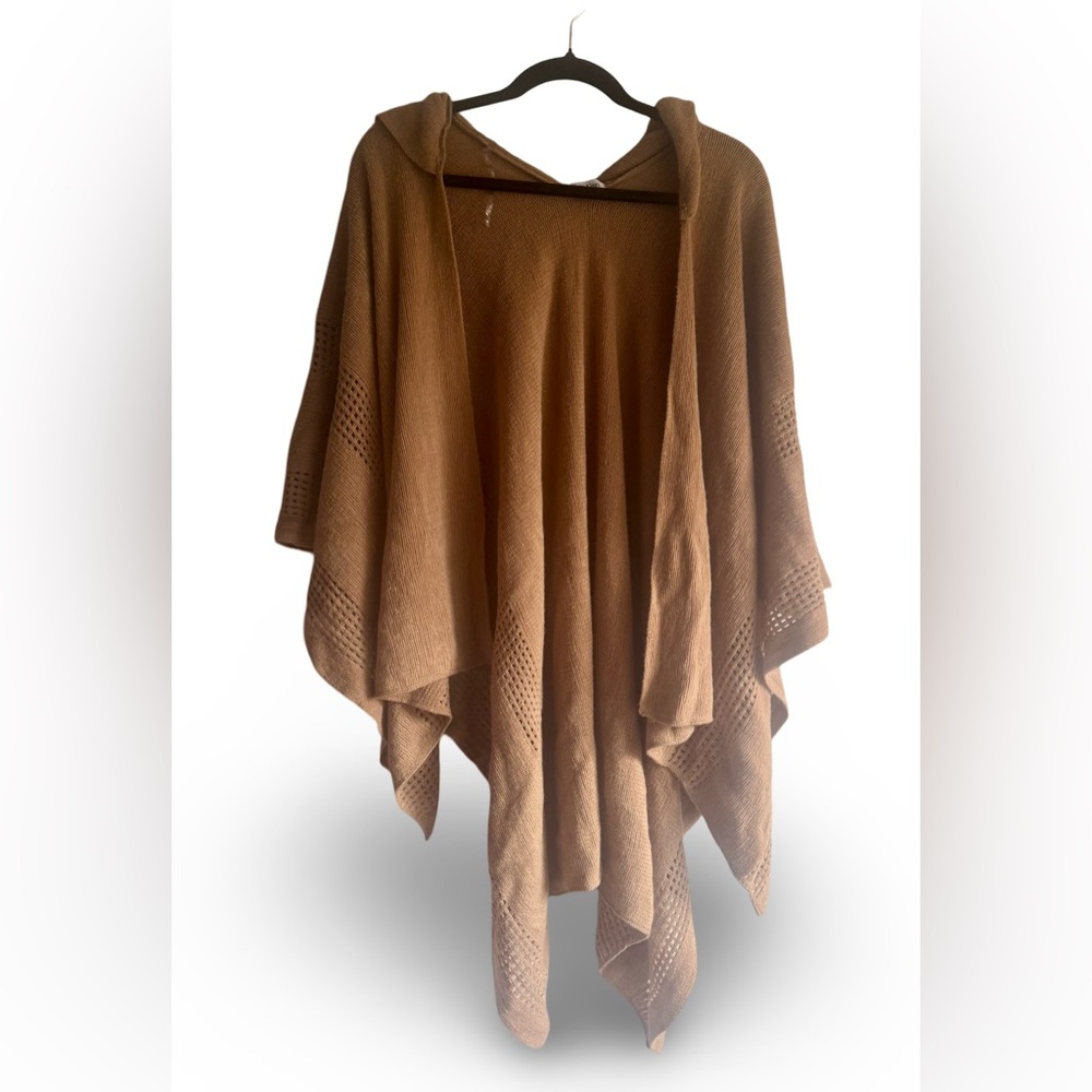 Calvin Klein Tan Poncho Sweater with Asymmetrical Design